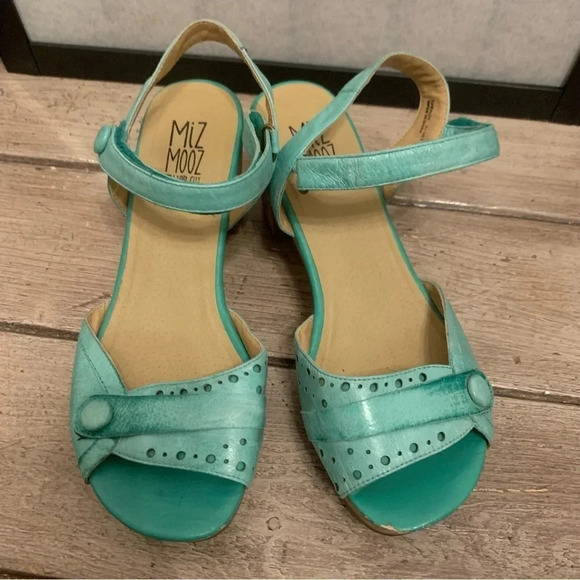 Miz Mooz  Cookie Ankle Heeled Platform Leather Sandals 8 - Picture 8 of 11